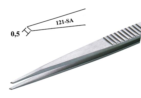 Excelta 121-SA 4.5in Neverust SMD Paddle Tweezer Measurements
