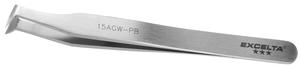 Excelta 15A-GW-PB Angulated 4.5in. Carbon Steel Short Fine Point Parallel Blade Cutting Tweezer