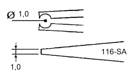 Excelta 116-SA 4.25in Neverust SMD Paddle Tweezer Measurements