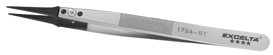 Excelta 179A-RT Straight Soft Replaceable .020in. Tip 5in. Copolymer Tweezer close up 2