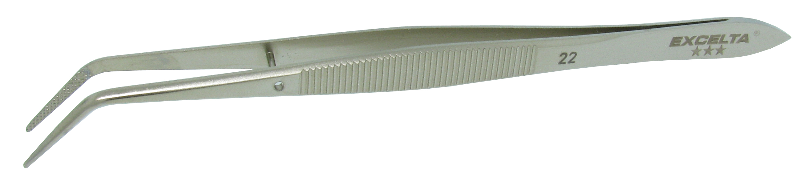 Excelta 22 5.5inch Carbon Steel Nickel Plated Broad Angled Tweezer