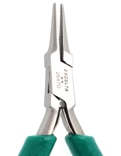 Excelta 2647D 4.75 Inch Small Needle Nose Plier With Serrated Jaws