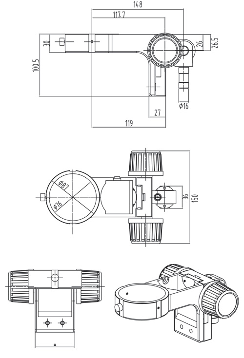 Scienscope SB-AB-SZ-ESD 76mm ESD Safe Focus Mount