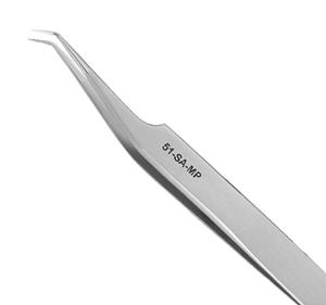 TWEEZERS fine pointed curved tip stainless steel bent nose ends J Engineer PT-06