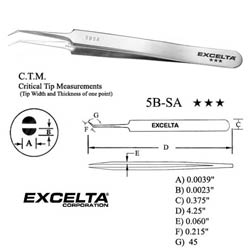 Excelt 5BSA 4 1/2inch High Precision Oblique Angle Tweezers