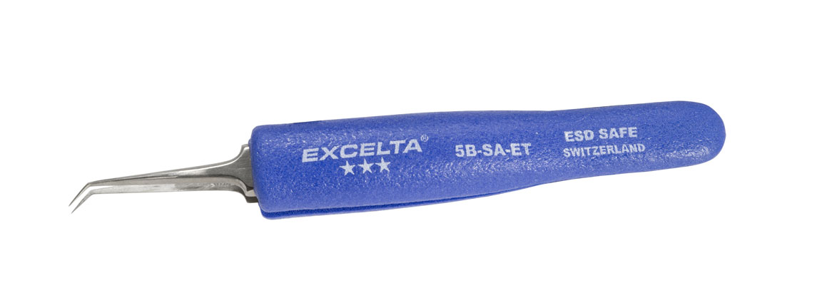 Excelta 5B-SA-ET 4.75 Inch Bent Tapered Ultra Fine Tip Tweezer
