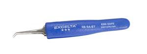 Excelta 5B-SA-ET 4.75 Inch Bent Tapered Ultra Fine Tip Tweezer With Ergo Grips