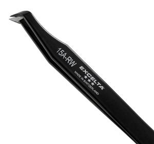 Excelta 15A-RW Angulated 4.5in. Carbon Steel .010in. Soft Wire Cutting Tweezer