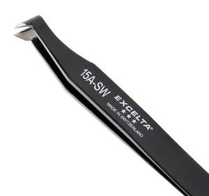 Excelta 15A-SW Angulated 4.5in. Carbon Steel .010 Soft Wire Cutting Tweezer