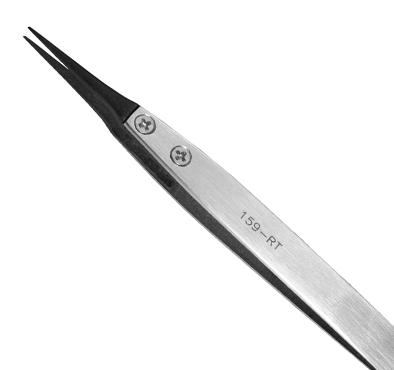 Excelta 159-RT Straight Fine Soft Replaceable .012in. Tip 5in. Carbofib Tweezer