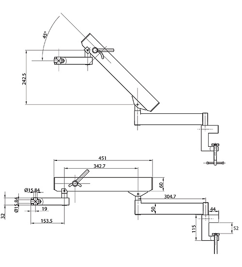 Scienscope SB-FX-01 Heavy-Duty Articulating Arm with Clamps