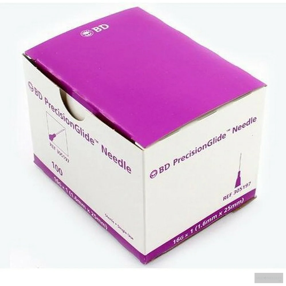 305197, Hypodermic Needle, PrecisionGlid, 1 Inch Length, 16 Gauge ,