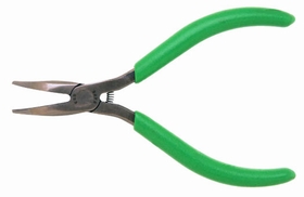 Xcelite CN54G 5inch 60deg Curved Long Nose Pliers With Green Cushion Grips and Smooth Jaws
