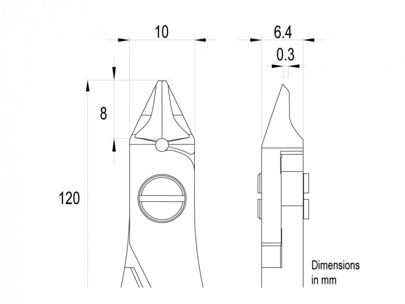Ideal-tec ES542TX.CR.BGO, High Precision Ergo-Tek Slim Tungsten Carbide Cutters drawing