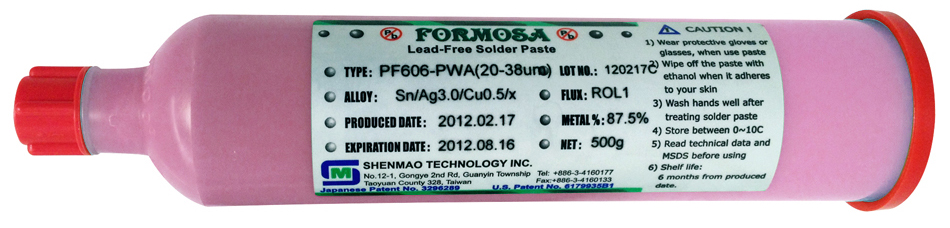Shenmao PF629-P26-T3T Type 3 SAC0307 Lead-Free Halogen-Free Solder Paste 600g Tube