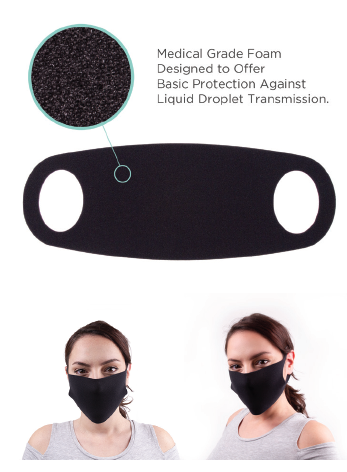 Foamtec HT4903TB-X1, FaceMASK, Black Foam 10/bag, 250 bags/case-2500 total