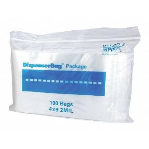 RELOC ZIPPIT Reclosable Poly Bag: 2 mil Thick, 4x6 Flat Pack, Polyethylene, 1,000 PK